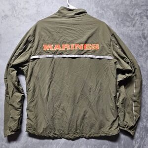 USMC Marines PT Track Jacket Olive Green Reflective Windbreaker Unisex‎ M/R